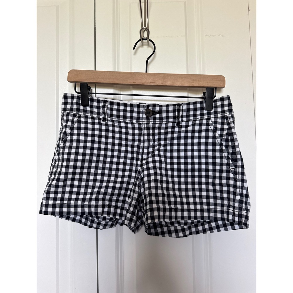 Old Navy Womens Gingham Shorts Black White Checkered Size 0 Mini Preppy Summer